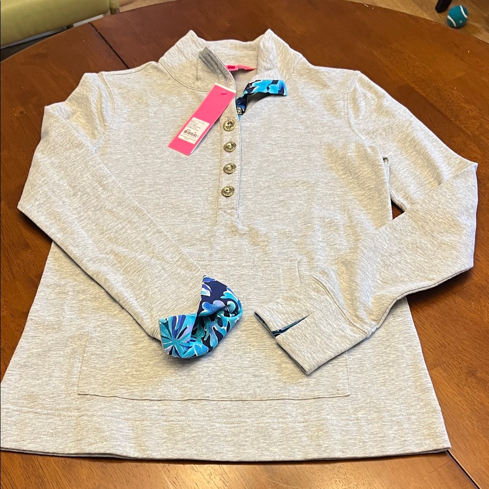 Lilly Pulitzer Gray Sweatshirt with Blue Accents